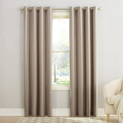 54"x84" Sun Zero Room Darkening Seymour Grommet Curtain Panel Stone: Modern Thermal Insulated, Energy Efficient, Noise Reduction
