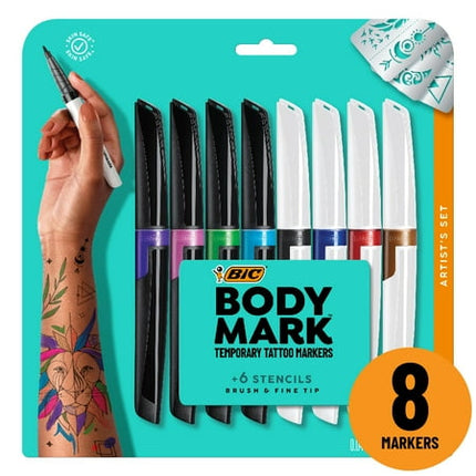 BIC BodyMark Temporary Tattoo Markers, Premium Brush Tip, Skin-Safe, Long-Lasting