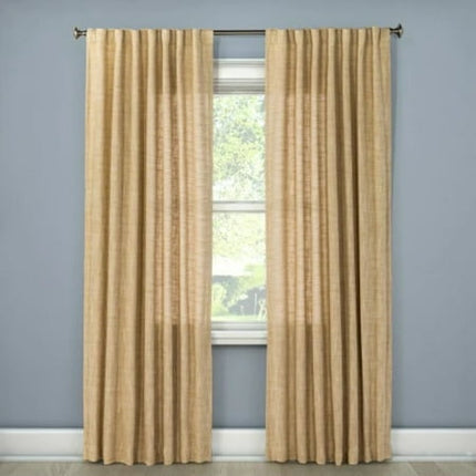 54"x95" Light Filtering Textured Weave Window Curtain Panel Cream - Threshold: Linen Blend, UV Protection, OEKO-TEX Certified