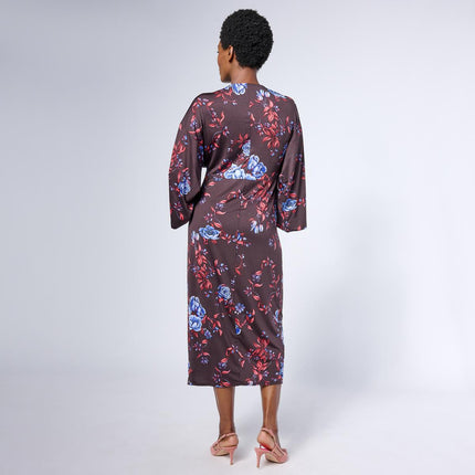 Colleen Lopez Printed Knot Front Jersey Knit Midi Dress