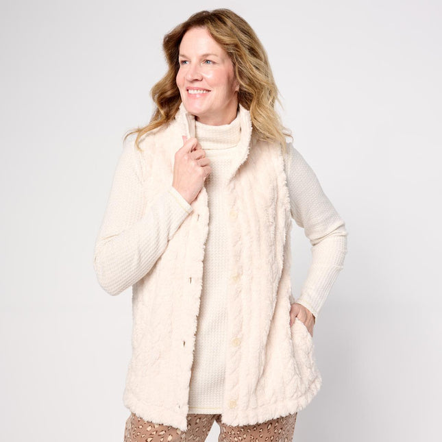 Comfort Code Women's Sculpted Plush Cable Knit Sweater Vest