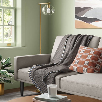 Threshold Square Heritage Geo Pillow 18in Gray