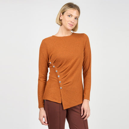 DG2 by Diane Gilman Crystal Button Detail Sweater Knit Top