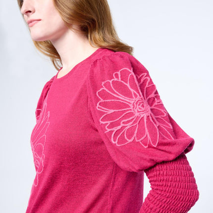DG2 by Diane Gilman Romantic Embroidered Juliette Sleeve Knit Sweater