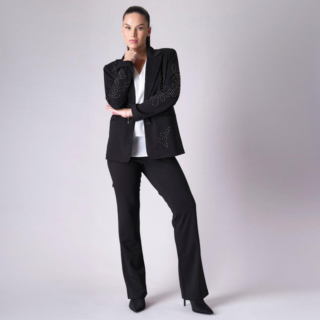 DG2 Diane Gilman Ponte Baby Bootcut Pull-On Pant with Faux Leather Trim