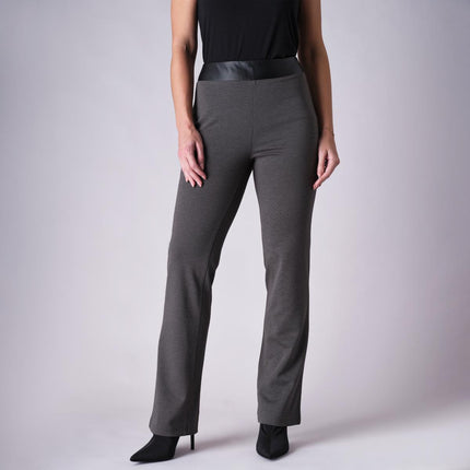 DG2 Diane Gilman Ponte Baby Bootcut Pull-On Pant with Faux Leather Trim