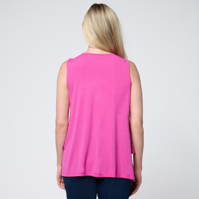 DG2 Diane Gilman Sequin Front Combo Easy Tank Sleeveless Top