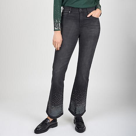 DG2 Diane Gilman Stretch Denim Sequin Embellished Bootcut Jeans