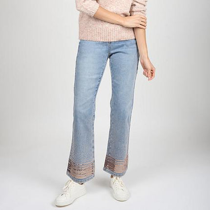 DG2 Diane Gilman Stretch Denim Sequin Embellished Bootcut Jeans