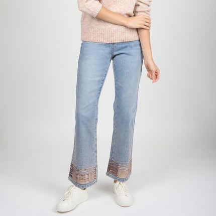 DG2 Diane Gilman Stretch Denim Sequin Embellished Bootcut Jeans