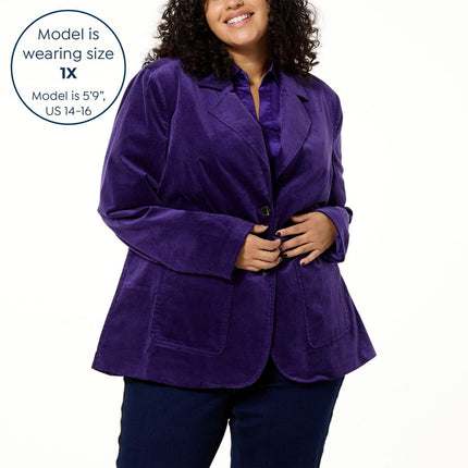 DG2 by Diane Gilman Women's Luxurious Stretch Velvet Blazer Jacket