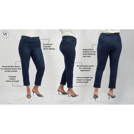 DG2 Diane Gilman Virtual Stretch Denim Straight Leg Crop Jean for Women
