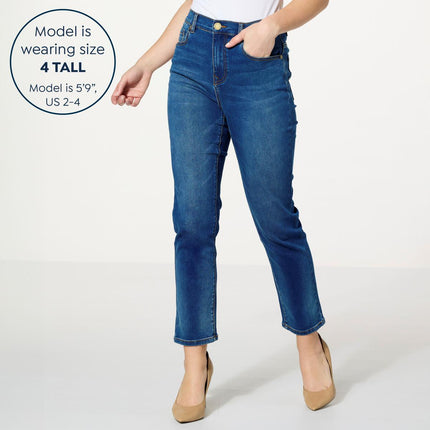 DG2 Diane Gilman Virtual Stretch Denim Straight Leg Crop Jean for Women