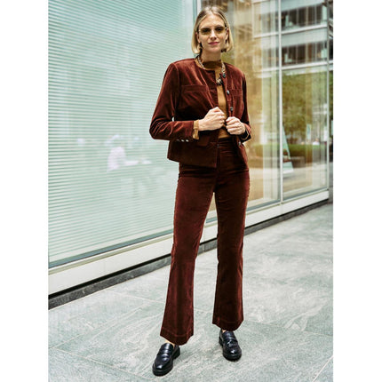 Diane Gilman Stretch Velveteen Baby Bootcut Pant with Functional Pockets