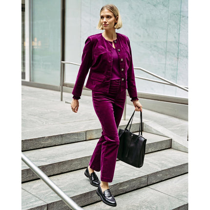 Diane Gilman Stretch Velveteen Baby Bootcut Pant with Functional Pockets