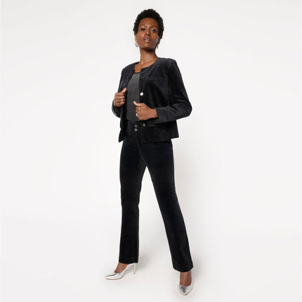 Diane Gilman Stretch Velveteen Baby Bootcut Pant with Functional Pockets