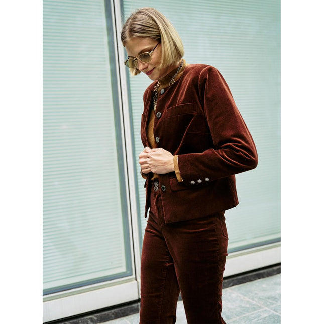 Diane Gilman Stretch Velveteen Collarless Tailored Jacket for Women Sleek Fit