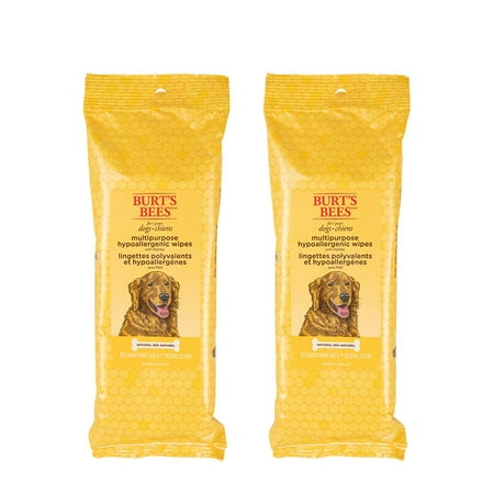 Burt's Bees for Pets Multipurpose Dog Wipes with with Honey, 98% Natural Origin Formulas, Hypoallergenic Dogs Wipe, Canine Cleaning Sheets for Paws and Butt, 2pk, 50ct