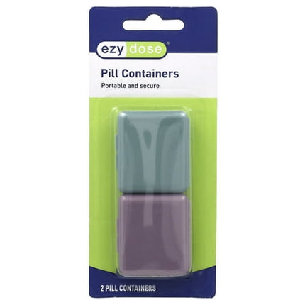 EZY DOSE Daily Travel Pocket Pharmacy Pill Organizer, Vitamin Organizer, Medicine Container, Portable Pill Box, Colors May Vary, 2-Pack, BPA Free