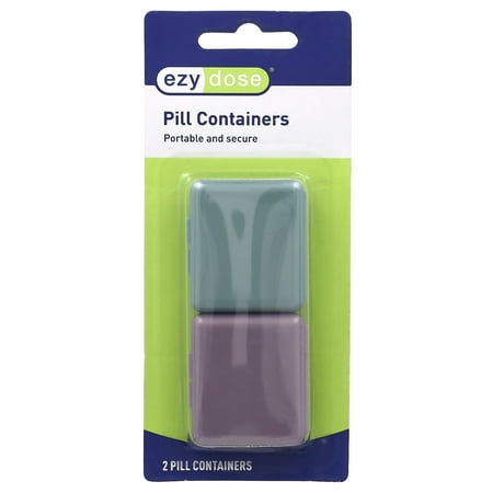 EZY DOSE Daily Travel Pocket Pharmacy Pill Organizer, Vitamin Organizer, Medicine Container, Portable Pill Box, Colors May Vary, 2-Pack, BPA Free