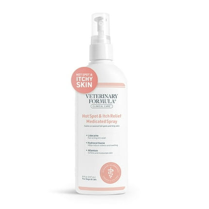 Veterinary Formula Clinical Care Hot Spot & Itch Relief Medicated Spray, 8oz – Easy to Use Spray for Dogs & Cats – Helps Alleviate Sensitive Skin, Scratching, and Licking of Coat (1 Pack)