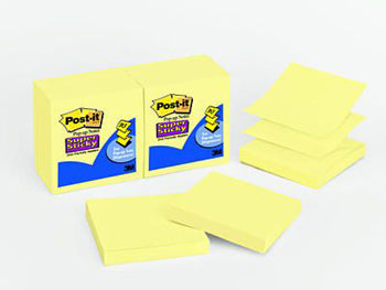 Post-it Super Sticky Pop-up Notes, 3x3 in, 12 Pads, 2X The Sticking Power, Canary Yellow, Recyclable (R330-12SSC)