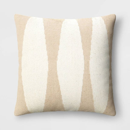 Threshold Cotton Woven Modern Square Throw Pillow Beige Ivory 18in