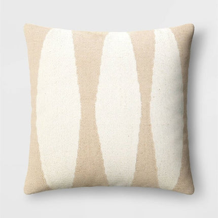 Threshold Cotton Woven Modern Square Throw Pillow Beige Ivory 18in