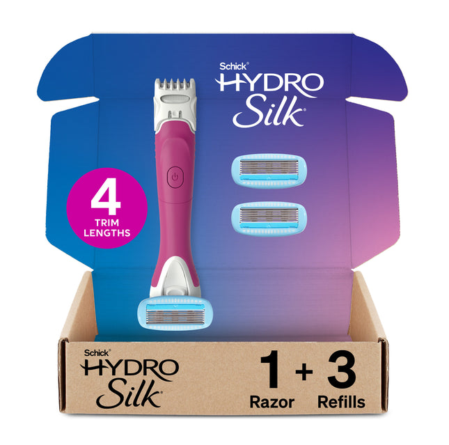 Schick Hydro Silk Trimstyle Bikini Razor for Women with Bikini Trimmer |5 Blade Razors for Bikini Hair Removal | 1 Handle & 3 Razor Blade Refills