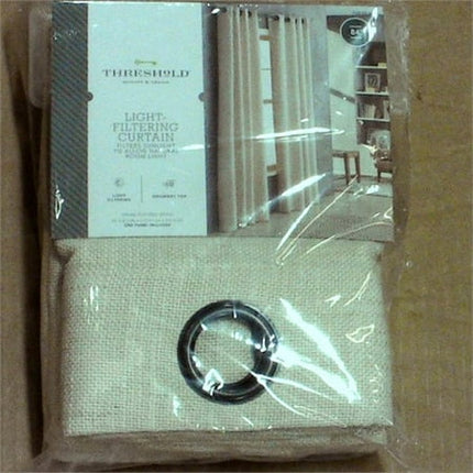 54"x84" Light Filtering Textured Weave Window Curtain Panel Off White - Threshold: Modern Basket Weave, UV Protection