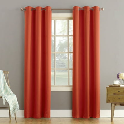 40"x63" Sun Zero Room Darkening Lazlo Grommet Curtain Panel Tangerine Orange: Modern Thermal Insulated, Energy Efficient