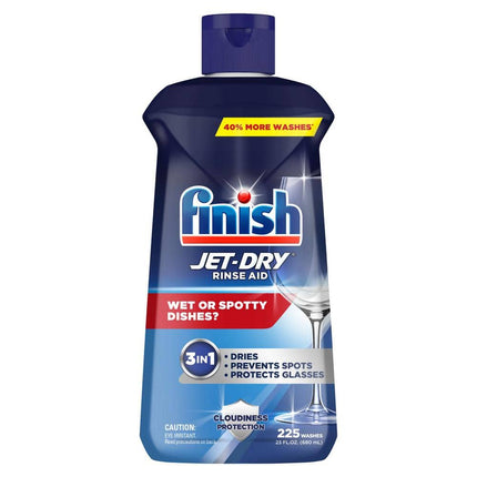 Finish Jet-Dry Dishwasher Rinse Aid, Compatible with Dishwasher Detergent, Prevents Spots & Residues, Dries, Shine & Protects, 23 oz, 225 Washes.