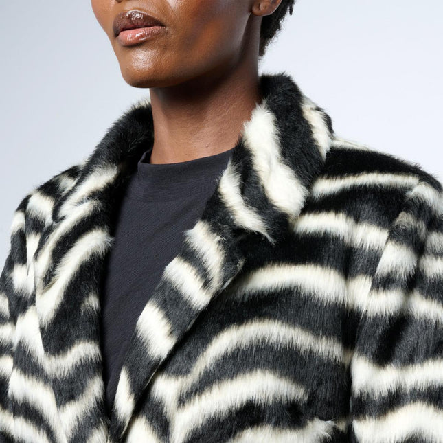 G by Giuliana Black Label Faux Fur Tuxedo Coat, Warm Elegant Outerwear