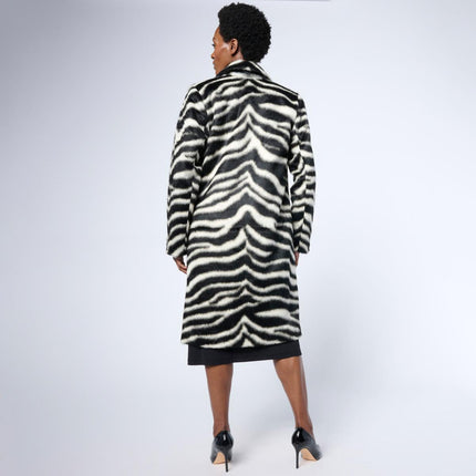G by Giuliana Black Label Faux Fur Tuxedo Coat, Warm Elegant Outerwear