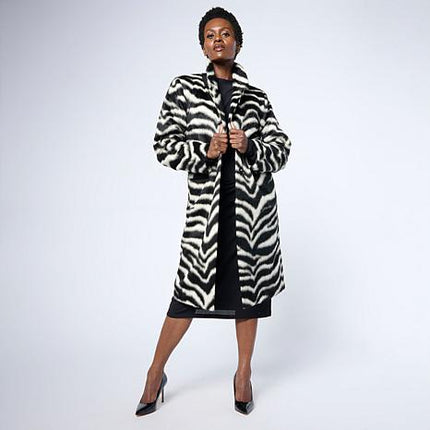 G by Giuliana Black Label Faux Fur Tuxedo Coat, Warm Elegant Outerwear