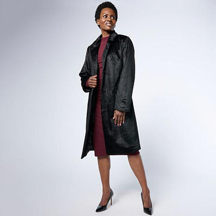 G by Giuliana Black Label Faux Fur Tuxedo Coat, Warm Elegant Outerwear
