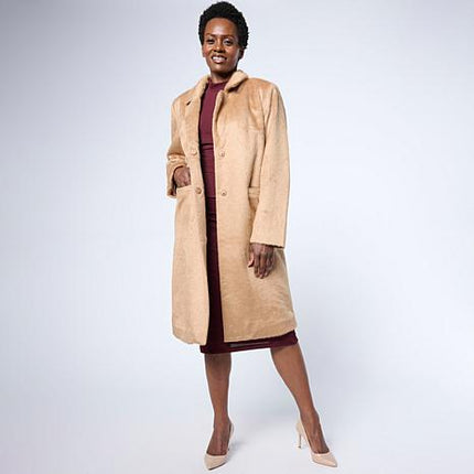 G by Giuliana Black Label Faux Fur Tuxedo Coat, Warm Elegant Outerwear