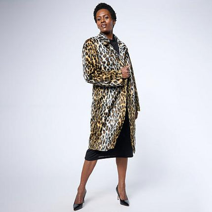 G by Giuliana Black Label Faux Fur Tuxedo Coat, Warm Elegant Outerwear