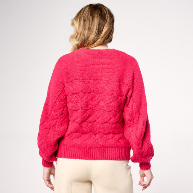 G by Giuliana Women's Full Fashion Textured Knit Solid Long Sleeve Sweater