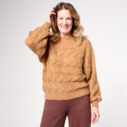 G by Giuliana Women's Full Fashion Textured Knit Solid Long Sleeve Sweater