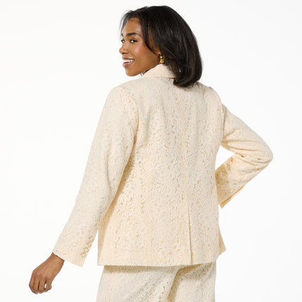 G by Giuliana Elegant Lace Girlfriend Blazer with Single-Button Closure, Tailored Fit