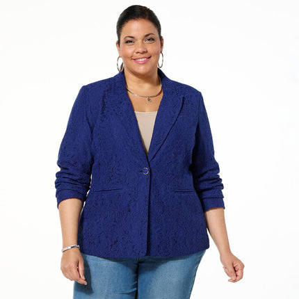 G by Giuliana Elegant Lace Girlfriend Blazer with Single-Button Closure, Tailored Fit