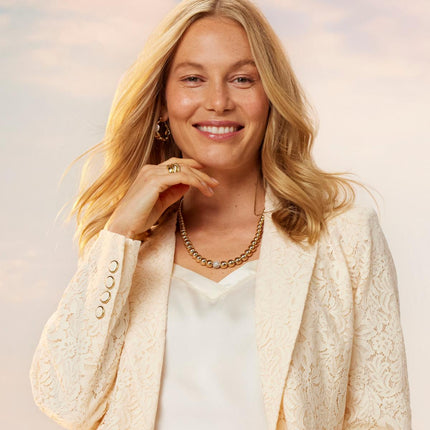 G by Giuliana Elegant Lace Girlfriend Blazer with Single-Button Closure, Tailored Fit