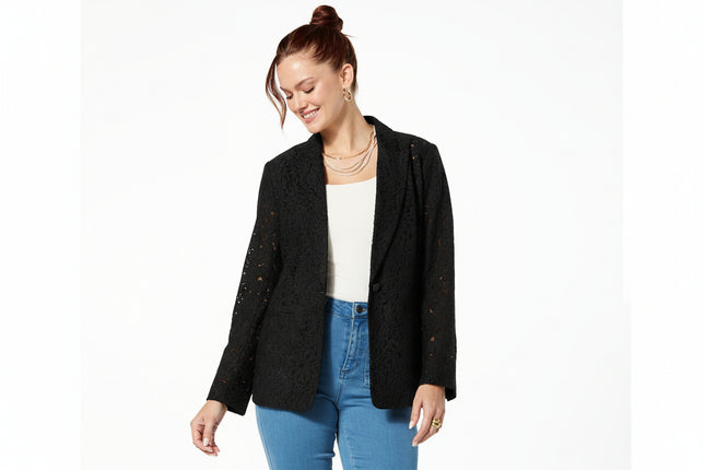 G by Giuliana Elegant Lace Girlfriend Blazer with Single-Button Closure, Tailored Fit