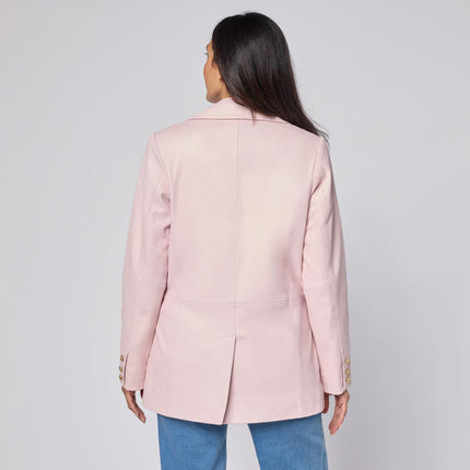 G by Giuliana Genuine Lamb Leather Single Breasted Tailored Blazer