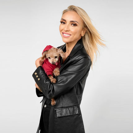 G by Giuliana Genuine Lamb Leather Single Breasted Tailored Blazer
