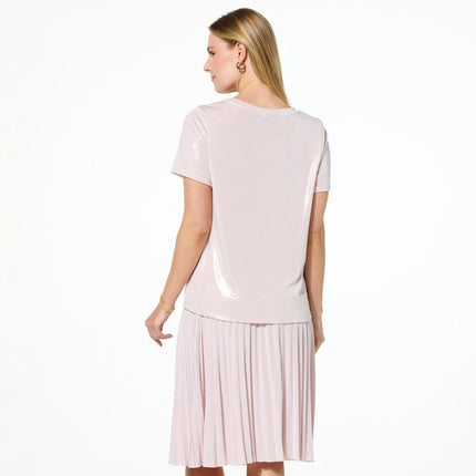 G by Giuliana Chic Metallic Knit Crew-Neck Shimmer Tee