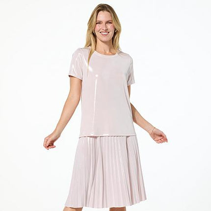 G by Giuliana Chic Metallic Knit Crew-Neck Shimmer Tee