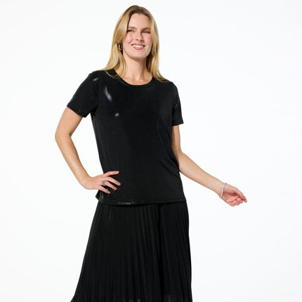 G by Giuliana Chic Metallic Knit Crew-Neck Shimmer Tee