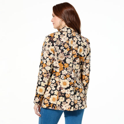 G by Giuliana Women's Chic Printed Knit Single-Breasted Blazer Jacket